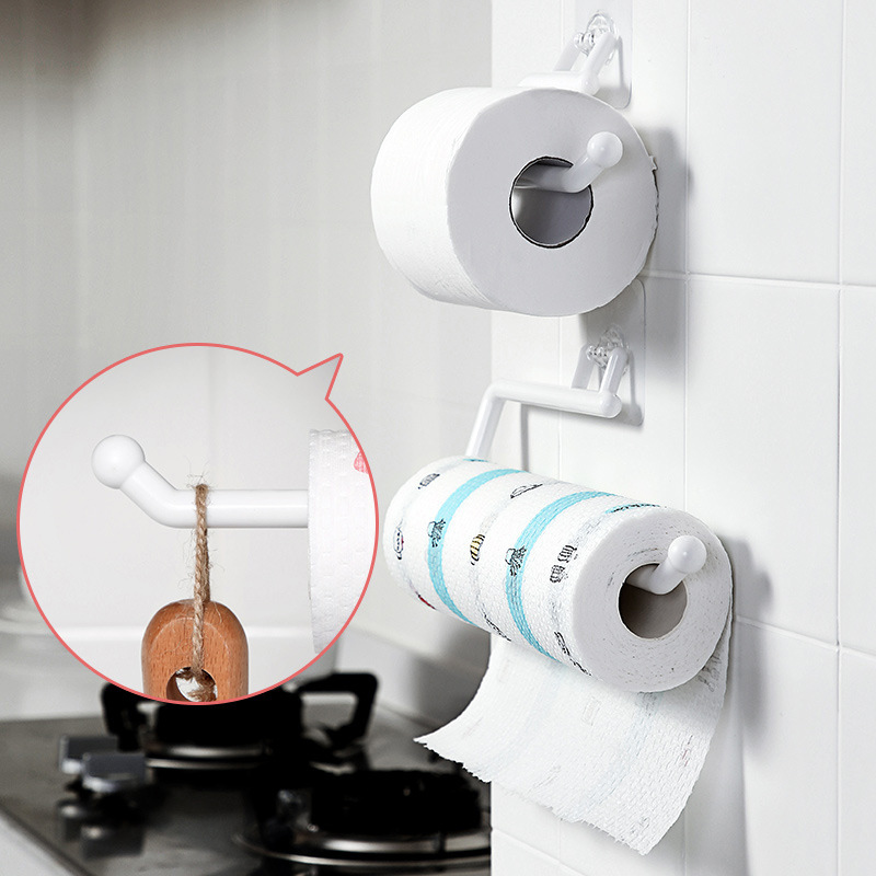 1pcs ABS Kitchen Paper Roll Holder Towel Hanger Rack Bar Cabinet Rag Hanging Holder Bathroom Organizer Shelf --M25