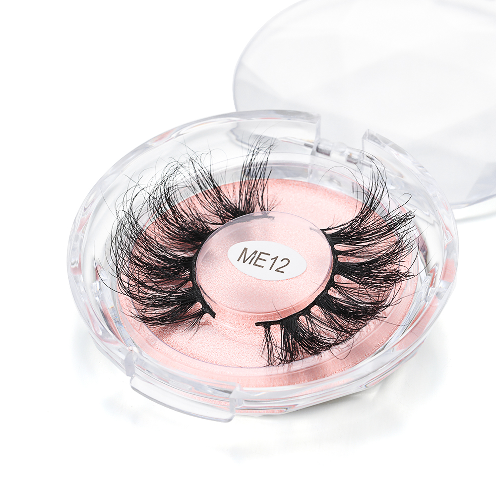 1Pair Faux Mink False Eyelashes 25mm Dramatic Long Fluffy Lashes Wispies Handmade Fake Eyelash Natural Makeup Extension Tool