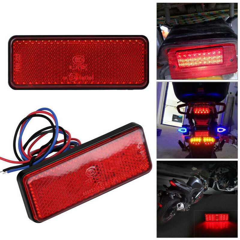 Motorcycle Truck ATV 24LED Rectangle Reflector Tail Brake Stop Light Lamp Red Motor Home Trailer Stop Signal