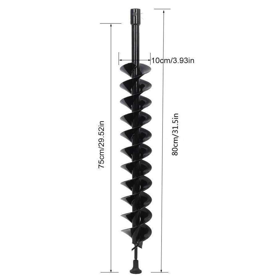 31 5\"x3 94\"Earth Auger Drill Bit Garden Planter Auger Dual Blade Irrigating Planting Auger Drill Bit for Fence Hole Planting