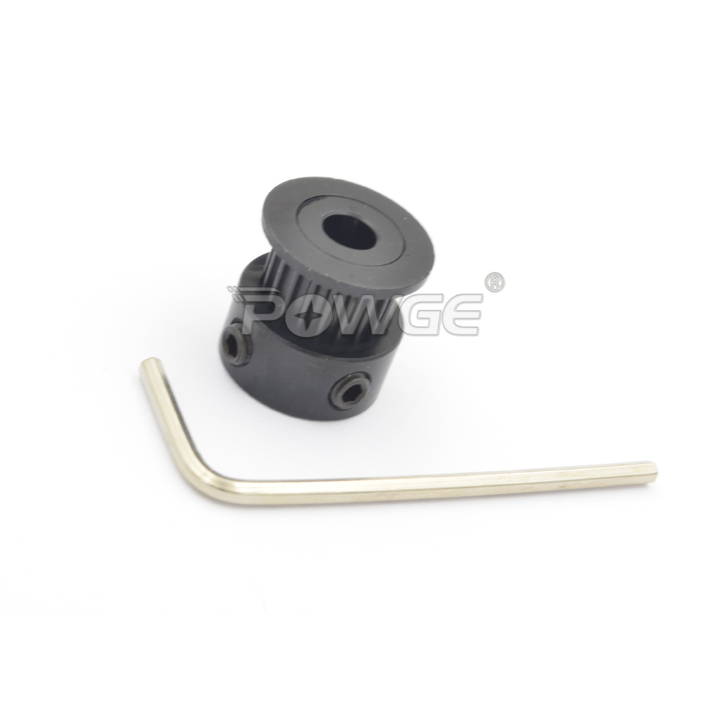 POWGE Black Anodizing 20 Teeth 2GT Synchronous Pulley Bore 5mm For Width 6mm 2MGT GT2 Timing Belt 20T 20Teeth GT2 Pulley