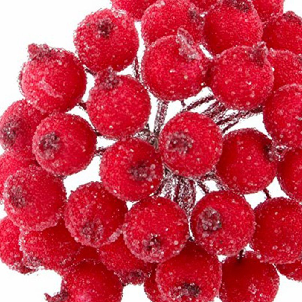 200pcs Christmas Festive Foam Frosted Fruit Artificial Berry Flower Fresh Home Decor Tree Foam Decor