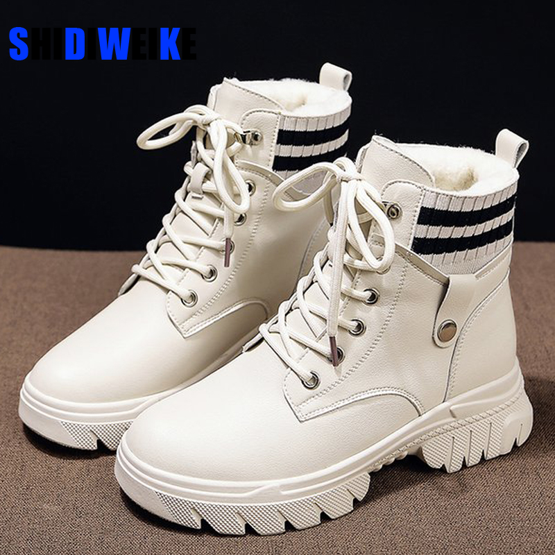 Warm Soft Black Beige ankle boots for women flats snow shoes woman snowshoes Thick Fur Sneakers waterproof zapatos de mujer 2021