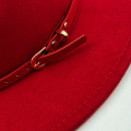 Simple Unisex Red black Patchwork Felt Jazz Hat Cap Men Women Flat Brim Wool Blend Fedora Hats Panama Trilby Vintage Hat