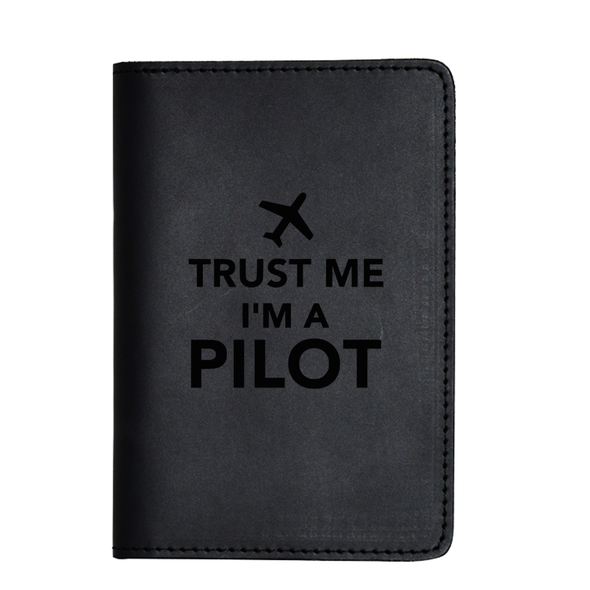Trust Me Im A Pilot Airplane Travel Functional Case Leather Passport wallet Men and Women Simple Holders Travel Passport cover