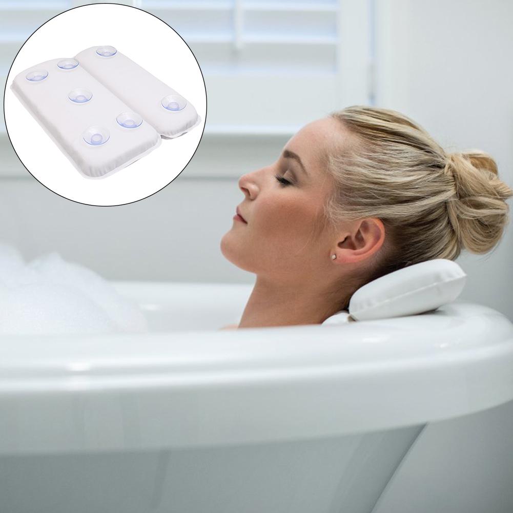 SPA Bathtub Pillow Soft 2-Panel Shoulder Non-slip Suction Bathroom Headrest Cushion