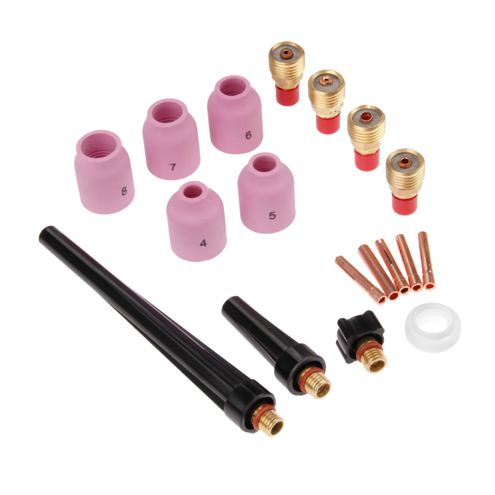 DRELD 18pcs TIG Welding Torch Stubby Gas Lens Kit Cup Collet Body Nozzle for WP-9/20/25 Welding Machine Accessories