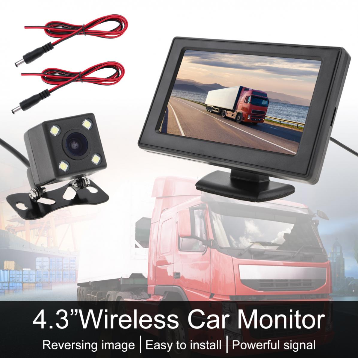 4.3 Inch Wireless Backup Camera Rear View Camera System TFT LCD Vehicle Rear View Monitor + Camera for SUV RV Pickup Minivan
