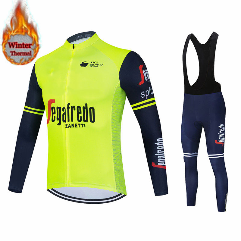 Segafredo 2021 Winter Fleece Pro Cycling Jersey Set Mountian Bicycle Clothes Wear Ropa Ciclismo Racing Bike Clothing Cycling Set