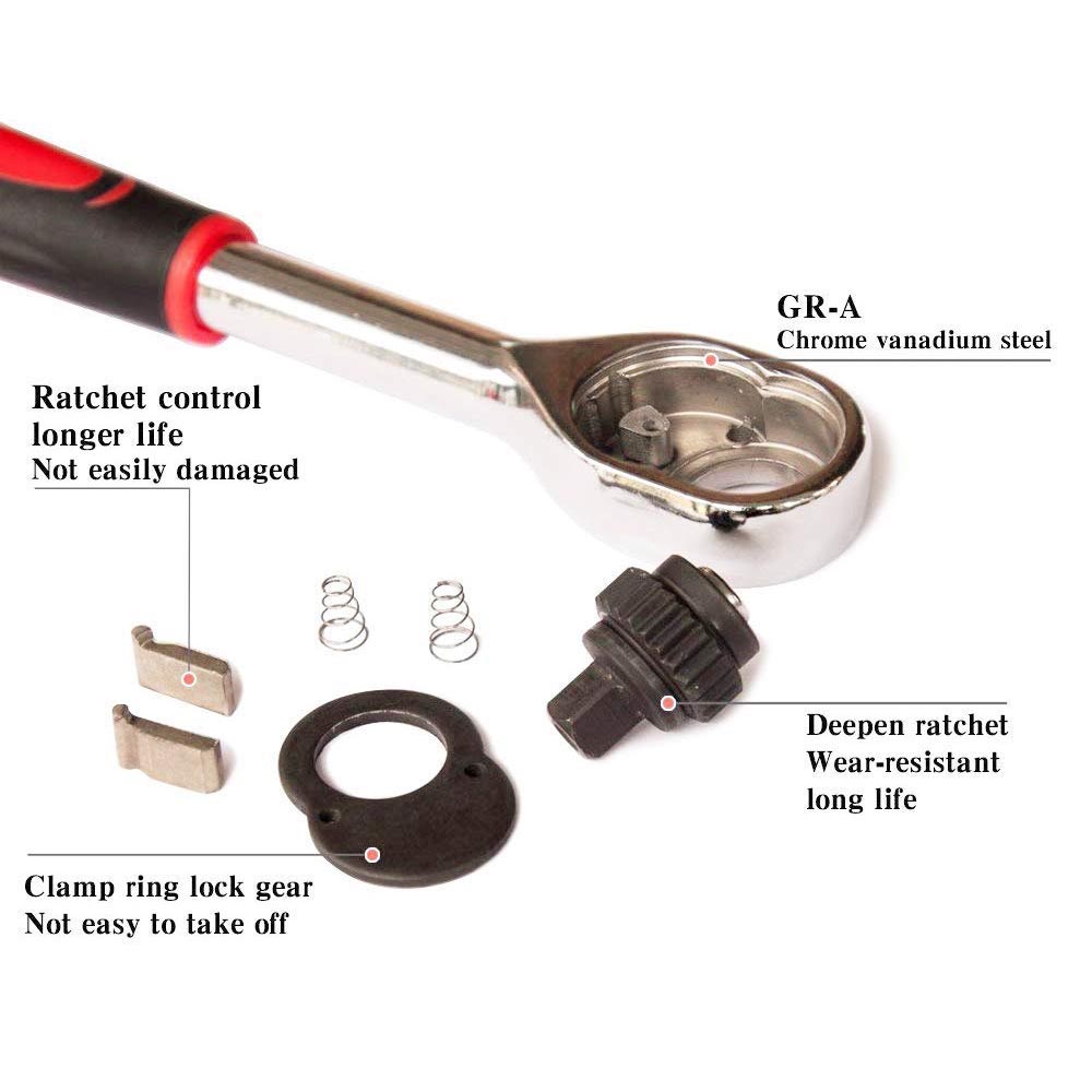 Car Repair Tool Set 22pcs 1/4 Inch Ratchet Wrench Set Hand Socket Set Released Handle and Extension Bar Tool for Car Repair