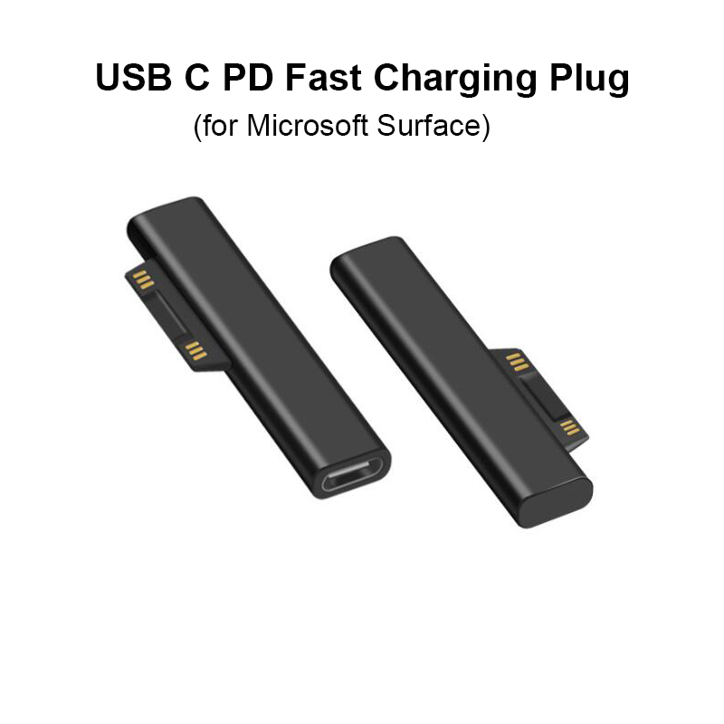 USB Type C PD Fast Charging Plug Converter for Microsoft Surface Pro 3 4 5 6 Go USB C Female Adapter Connector for Surface Book