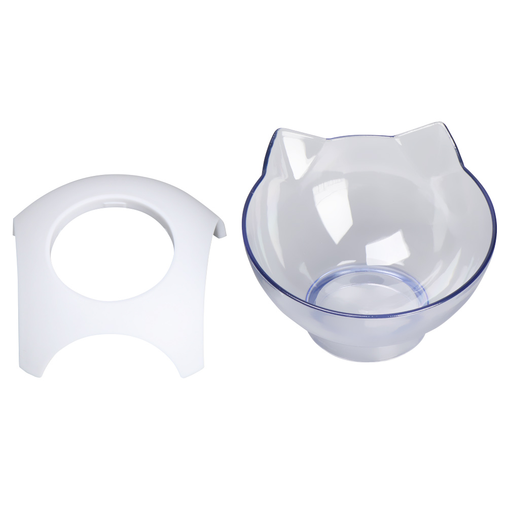 Cat Ears Shaped Cat Feed Bowls 15° Tilt Design Anti-slip Double Bowls Raised Stand Pet Food Water Bowl Dog Feeder Pets Supplies