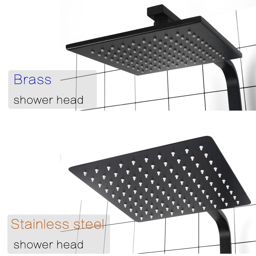 Bathroom Thermostatic Shower Faucet Solid Brass Matte Black Rain Shower Set Wall Mounted Water Mixer Luxurious Shower Kit.