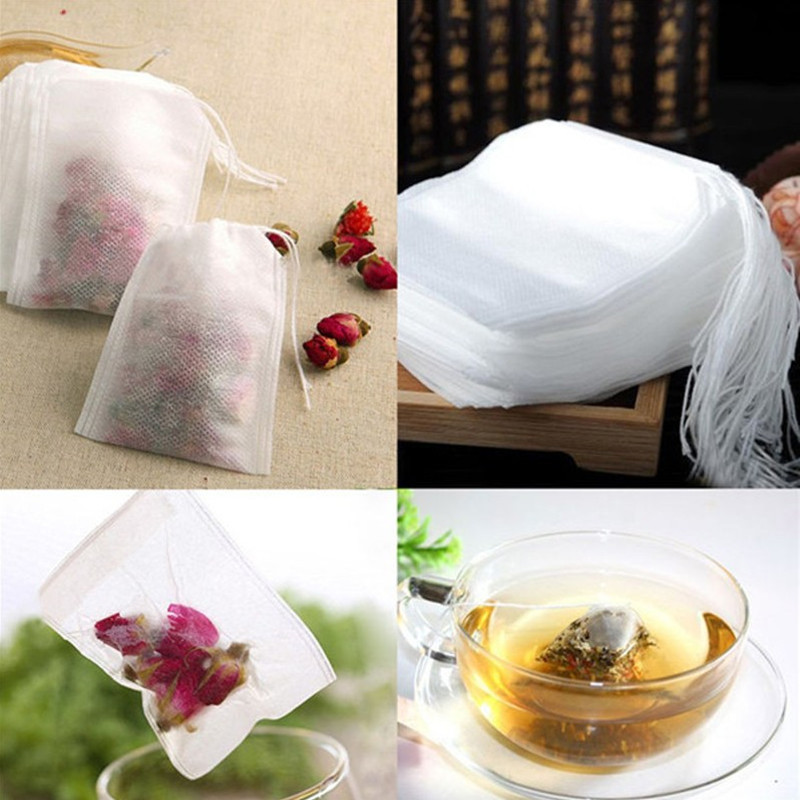 Tea Bags 100Pcs/Lot Empty Scented Drawstring Pouch Bag 5*7CM Seal Filter Cook Herb Spice Loose Coffee Pouches Bolsas de te