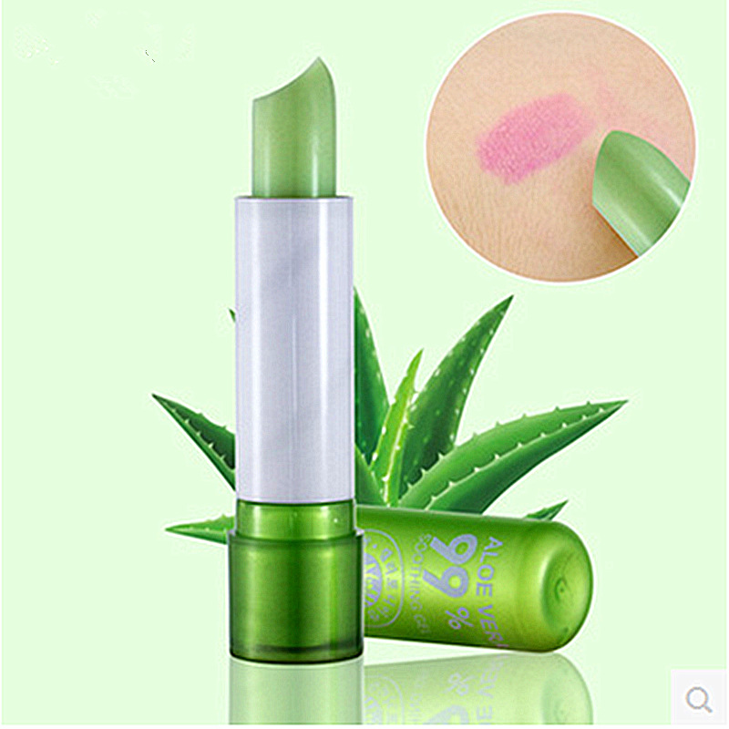 1pc Moisture Lip Balm Aloe Vera Natural Lipbalm Temperature Changed Color Lipstick Long Lasting Nourish Protect Lips Care Makeup