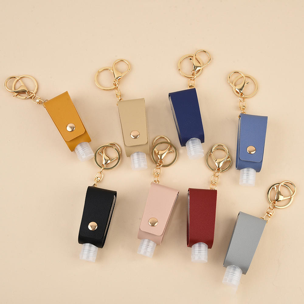 1Pc 30ml Leather Case Keychain Free Hand Sanitizer Case Mini Disinfectant Hands Portable Hydroalcoholic Gel Empty Bottle Holder