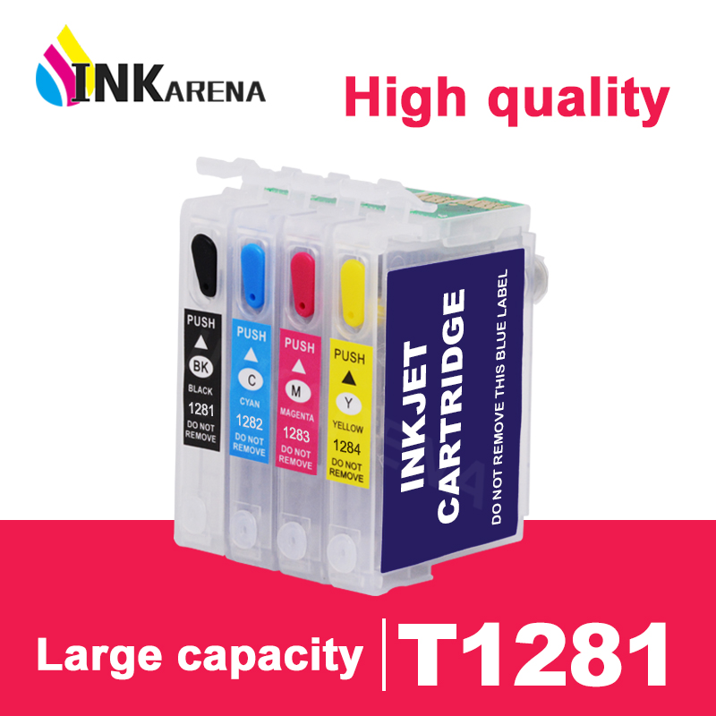 INKARENA Refill Ink Cartridge For Epson T1281 Printer Ink Stylus SX425W SX430W SX435W SX438W SX440W SX445W S22 SX125 SX130 Kit
