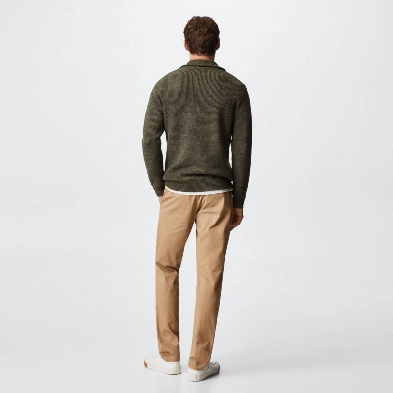 Mens Solid Zipper  Sweater Top