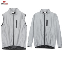 WOSAWE Men Summer Cycling Full Reflective Clothing Bicycle Safety Jacket Windproof Water Repellent Running Vest Sportwear