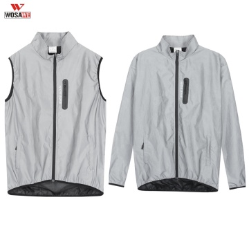 WOSAWE Men Summer Cycling Full Reflective Clothing Bicycle Safety Jacket Windproof Water Repellent Running Vest Sportwear