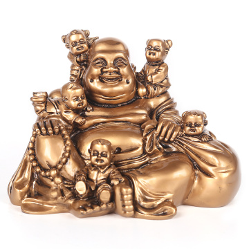 Resin statue laughing Buddha feng shui Maitreya Buddha sculpture smile mouth often open craft home decoration
