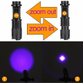 UV LED Flashlight Ultraviolet Torch zoomable Mini UV Black Light Pet Urine Stains Detector Scorpion Hunting Use 14500 battery
