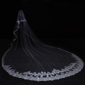 Luxury 5 Meters Bling Sequins Full Edge Lace Two Layers Wedding Veil with Comb Long Bridal Veil Veu De Noiva