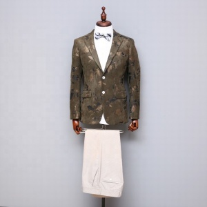 Custom Printing Fashion Men's Green Blazer Suit