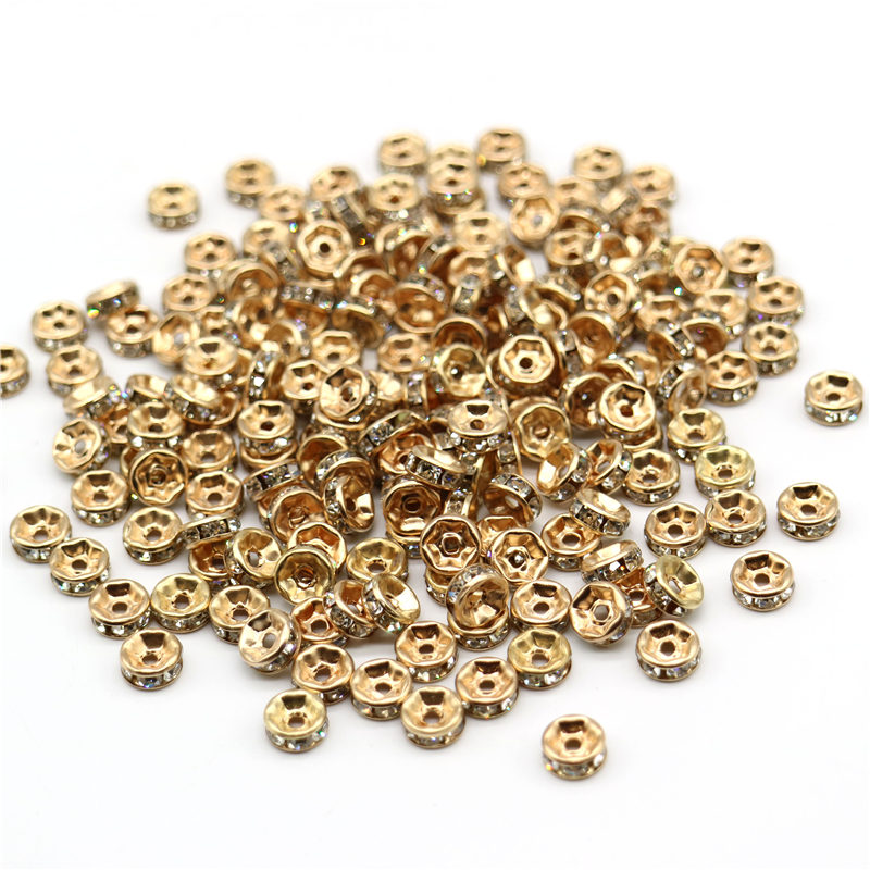 6mm Wholesale Price 200pcs/lot Silver Plated Rhinestone Crystal Spacer Beads for craft for Jewelry For Jewelry Making