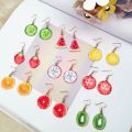 Creative Fruit Strawberry Pineapple Apple Lemon Watermelon Orange Fresh Pendant Earrings Fun Girl Earrings Woman Jewelry