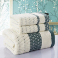 Dryad Combed 3 Pc Cotton Towel Set 1 Bath Towel 2 Face Towels Thick Jacquard Sheared Soft Yarn 3D Dyed Absorbent Hotel Grade