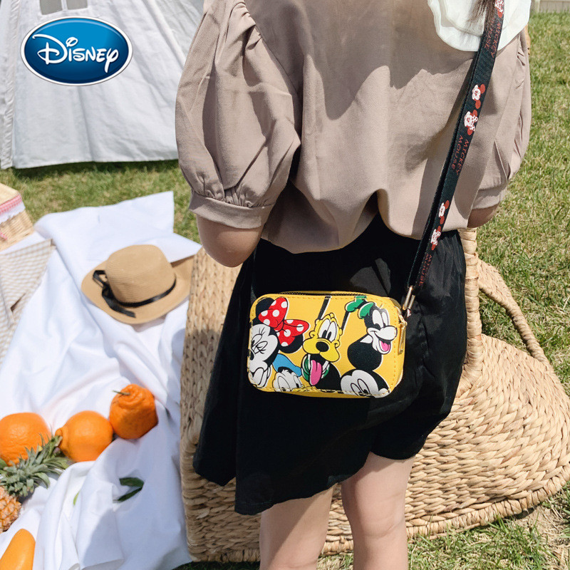 Disney PU Mickey Minnie Printed Children's Bag Mini Shoulder Bag Cartoon Anime Baby Accessories Bag Girls Messenger Bag