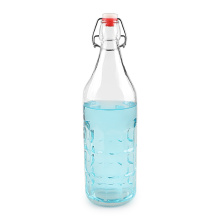 1000ml embossed glass bottles with clip clamp lid