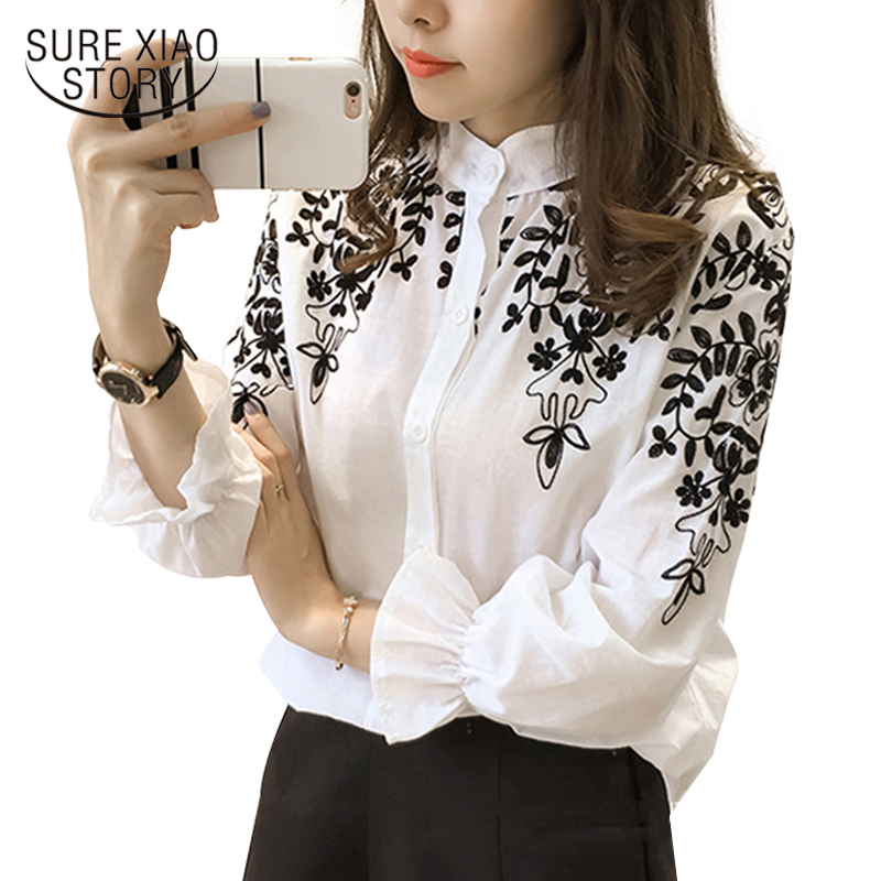 New Arrival 2021 Fashion embroidery women's clothing long Sleeve Casual Women Blouse shirt office lady women tops blusas 529E 30