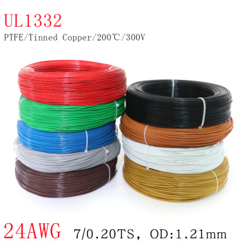 1M Square 0.22mm² OD 1.21mm 24AWG UL1332 PTFE Wire FEP Plastic Insulated High Temperature Electron Cable 300V