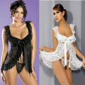 Sexy Costumes Women hot Erotic Lingerie Dress Set Lace Clothing sexy Underwear nightwear maid Uniform +G-string Exotic Apparel