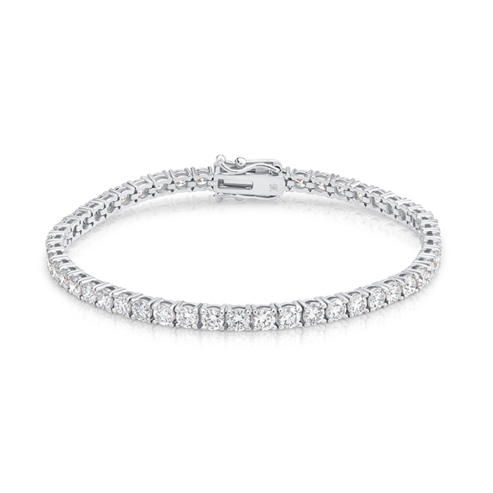 FLB-010 round lab-grown diamond tennis bracelet with 9K clasp viewed from the rear