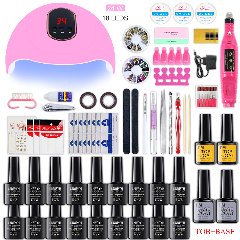 Acrylic nail kit with uv lamp nail kit professional set acrylic nail set UV LED lamp nail drying 10/12/18pcs gel nail polish set