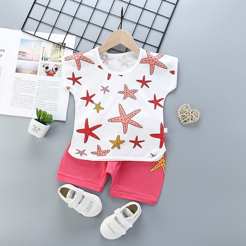 2020 fashion baby Suits baby Clothing Set for Boys Girls Cute Summer Cartoon Clothes Set Cotton Top+Shorts Kids Clothes Outfits