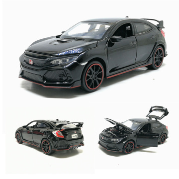 1:32 HONDA CIVIC TYPE-R Toy Car Metal Toy Diecasts Toy Vehicles Car Model Sound Light Pull Back Car Toys For Children Gifts