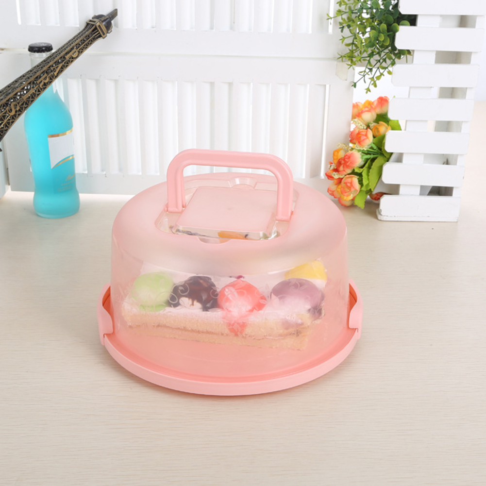 Plastic Round Cake Box Carrier Handle Pastry Lightweight Storage Holder Dessert Container Cover Case Cake Accessories