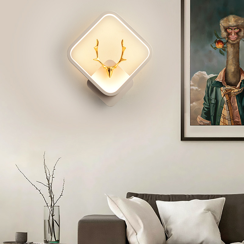 Modern LED Wall Lamp Art Antler Golden Bedroom Beside Stairs Corridor Interior Mounted Lighting Sconce Indoor Decoration Fixture