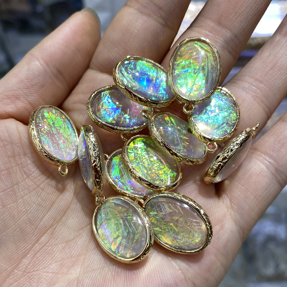 Water Drop Natural Opal Pendants & Necklace Rainbow Charm charm for Jewelry Making DIY Necklace accessories