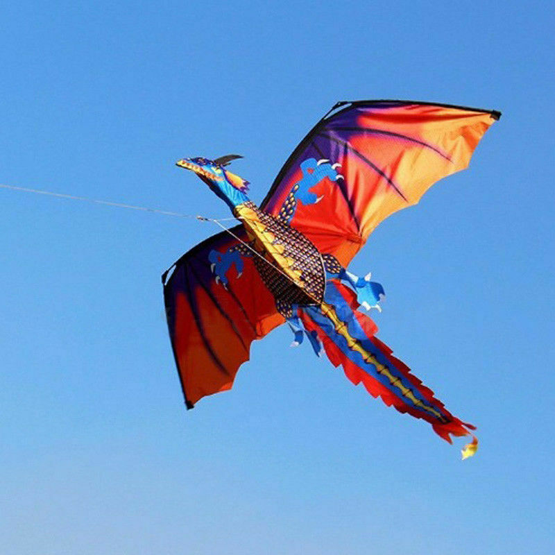 Hot 3D Dragon Nylon Kite Single Line With Tail Family Outdoor Sports Toy Children Kids Outdoor Sports