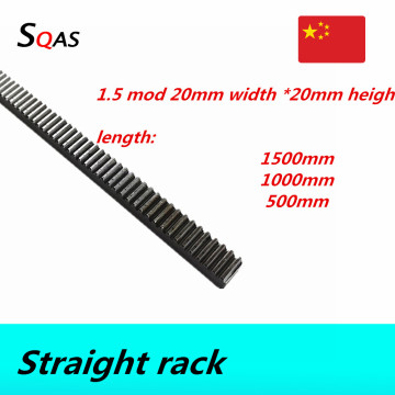 Free shipping fast deliver CNC rack 1.5Mod 20x20 500mm 1000mm 1500mm Gear Rack Straight Toothed Spur CNC Zipper