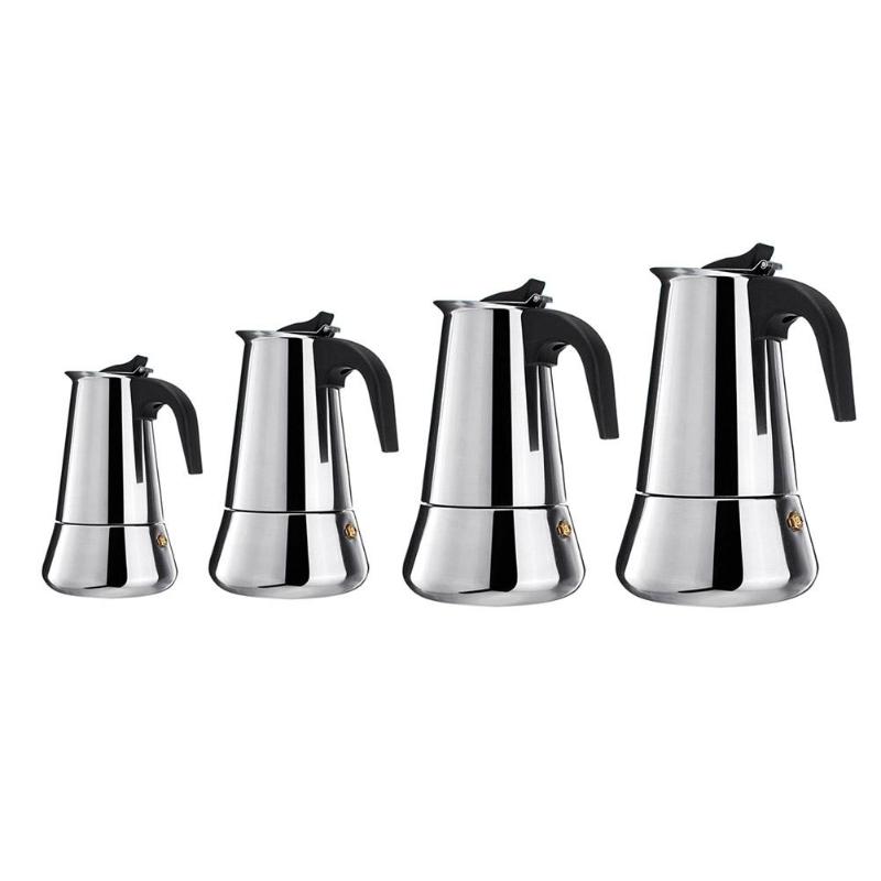 Stove Moka Coffee Pot Stainless Steel Coffee Maker Moka Espresso Percolator Stovetop Coffee Maker Pot 100/200/300/450 ML