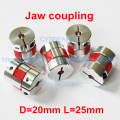 1pc D20 L25 1/4" 4mm 5mm 6mm 6.35mm 7mm 8mm 10mm Flexible jaw spider coupler stepper motor shaft coupling