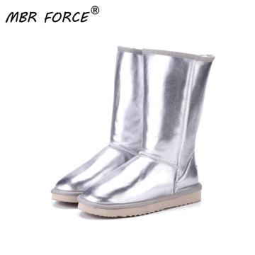 MBR FORCE High Quality Genuine Leather Snow Boots for Women Winter Boots Women Warm Boots Female waterproof shoes large size 313