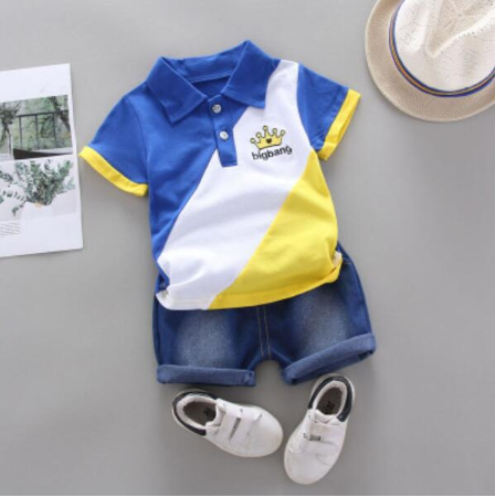 BibiCola Baby Clothes Summer Boys Clothing Sets Fashion Tie T-shirts +stripe Short 2pcs Suit Children Clothes For Bebe Boys