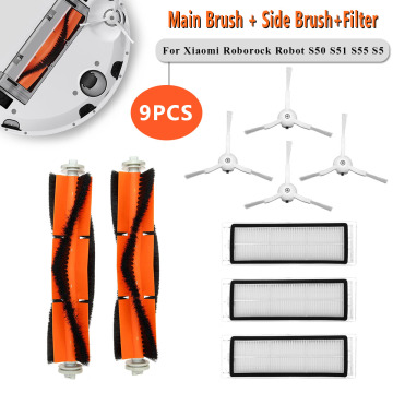 9PCS Vacuum Cleaner Parts Hepa Filter Main Brush For Xiaomi Roborock S50 S51 S55 S5 Robot Vacuum Cleaner Accessories